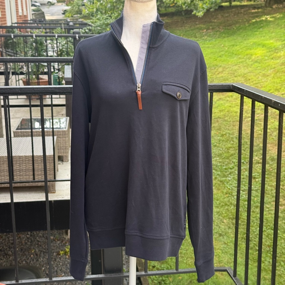 Ted Baker Navy Half-Zip Pullover with Button Pocket Size 4 (Large) - Picture 8 of 12
